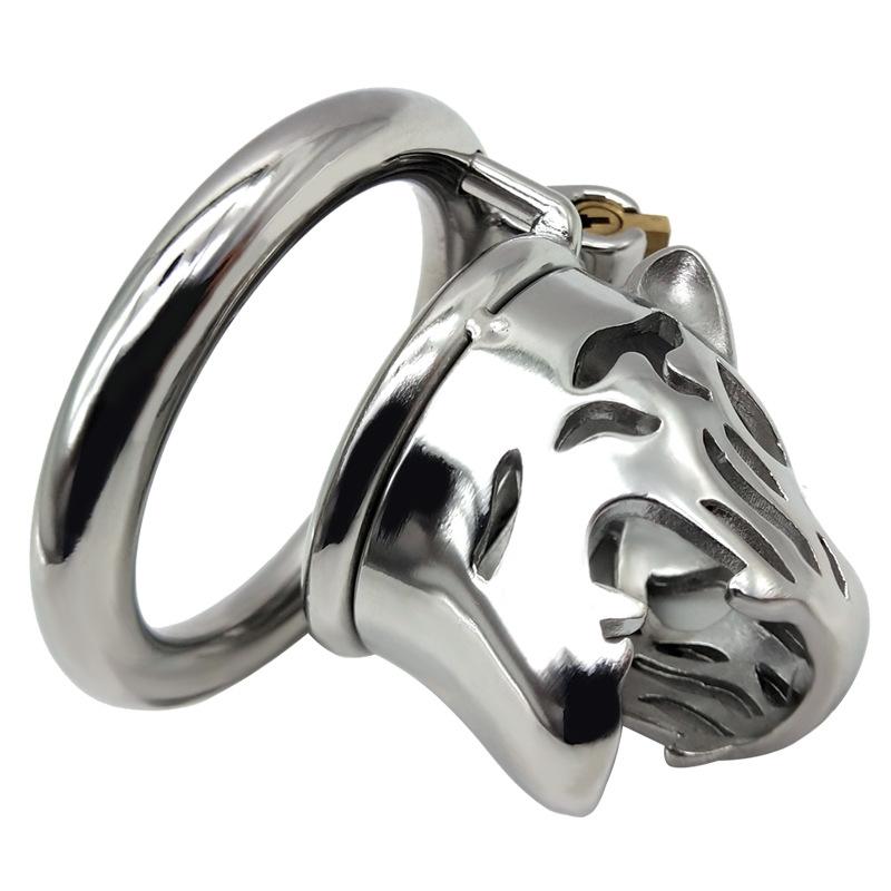 CB Chastity Lock for Men Stainless Steel Leopard Head Penis Cage Adult Sex Toy Cock Cage Cockring BDSM Slave Fetish Scrotum
