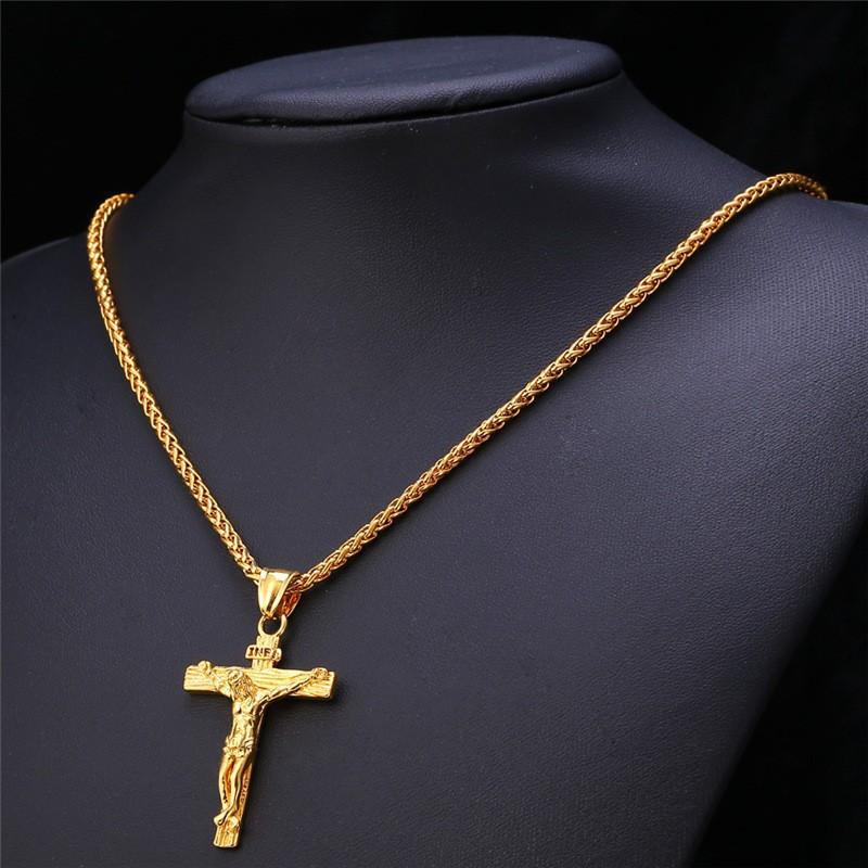 1PC NEW Vintage Brother Alloy Cross Necklace Men's Catholic Jesus Pendant Necklace