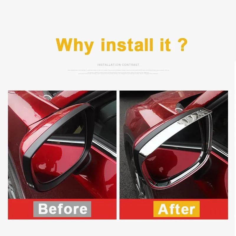 Car Rearview Mirror Rain Shade Rainproof Blades Back Mirror Eyebrow Rain Cover For Mazda CX-5 CX5 2017- 2024 Accessories