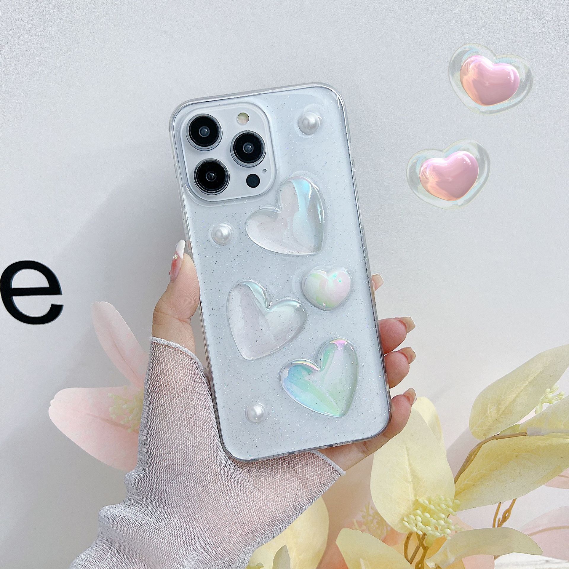 

Утолщенный чехол для мобильного телефона Stereo Crystal Love для Apple IPhone16Plus/15ProMax/13/14/12 iPhone 16 Pro MAX