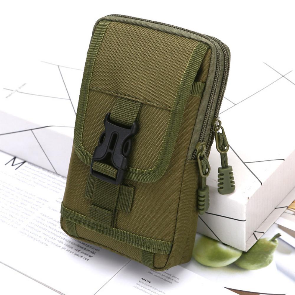 

Double Layer Mobile Phone Bags Nylon Colth Phone Purse Men Phone Pouch Belt Waist Bag Outdoor Vertical Green