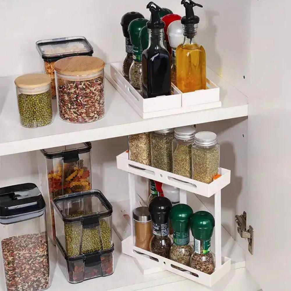 Rotate Seasoning Storage Shelf Sliding Salt Bottle Holder Convenient Spice Storage Rack  Cabinet
