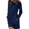 Vestito Casual da Donna a Maniche Lunghe con Girocollo e Tasche Multicolore
