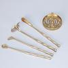 Brass Incense Ceremony Set: Natural Color Seal, Ash Press, Tamping Tool, Brush, Spade