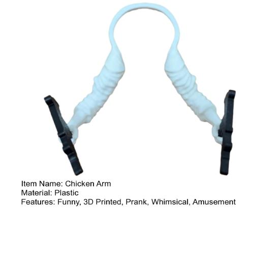 3D Printed Chicken Arm with Shoot Poultry Arm Accessories Hands Neck-Mounted Fake Arm Farm Prank Toy for Hens Roosters
