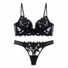 French Explosive Deep V Sexy Embroidered Lace Underwear Women's Ultra-thin Big Breasts Small Gathering Bra
