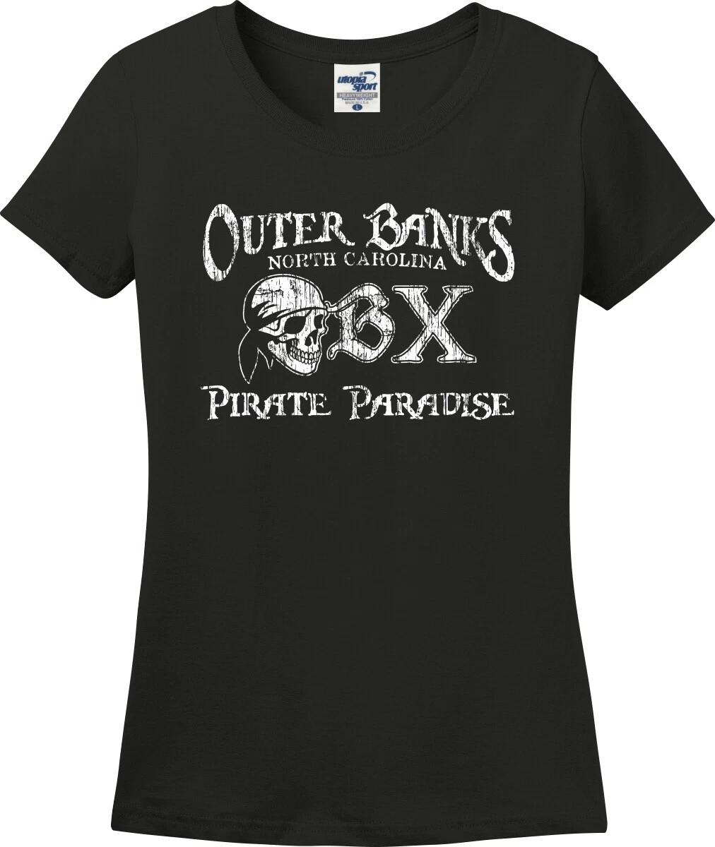 Outer Banks North Carolina OBX Pirate Paradise Missy Fit Ladies T-Shirt (S-3X) XXL