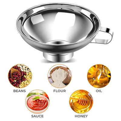 Popolarissimo Imbuto per Conserve a Bocca Larga in Acciaio Inossidabile 2 Misure Imbuto per Liquidi per Condimento Insalata Filtro Tramoggia Utensili Gadget da Cucina