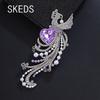 SKEDS Women Girls Luxury Crystal Peacock Exquisite Badges Brooch Fashion Elegant Lady Rhinestone Gorgeous Pin Jewelry Gift