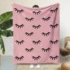 Flannel Printed Blanket Pink Eyelashes Pattern Soft Cozy Throw Blanket Home Decor Gift