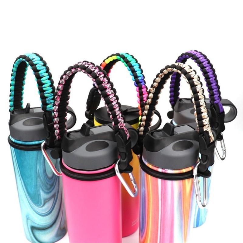 12-64oz Water Bottle Accessories Paracord Rope Holder Wide Mouth Bottle Portable Rope Hand Strap Cup Carrier Color Cupful Rope
