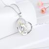 Heart-Shaped Mother-Daughter Unicorn Necklace with Name Engraving and Diamond Inlay
