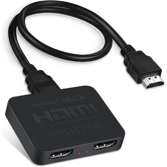 avedio links HDMI Splitter 4K@60Hz, HDMI Splitter 1 in 2 Out, HDMI Splitter for 2 Same Screen Only Mirror Screens, Support 3D Dol-by Vision Atmos