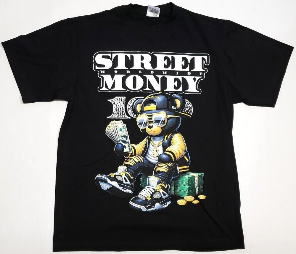 Футболка MONEY Street Money 100 Игрок Наличные Доллары $ Hustle Мужская Футболка Черная Новая Унисекс Футболка XXXXL