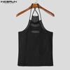 INCERUN Men Strap Sleeveless Hollow Out Mesh Sheer Solid Tanks Camisole