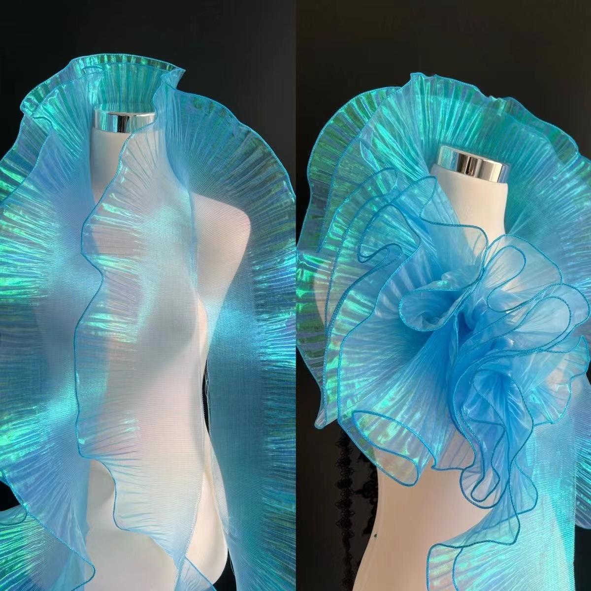 

Прозрачная кружевная градиентная сетка из органзы в виде листьев лотоса для аксессуаров для свадебного платья