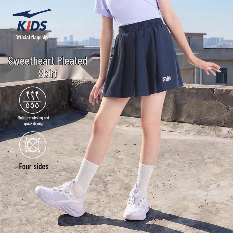 ERKE Girl s Summer Pleated Skirt with Safety Shorts 140