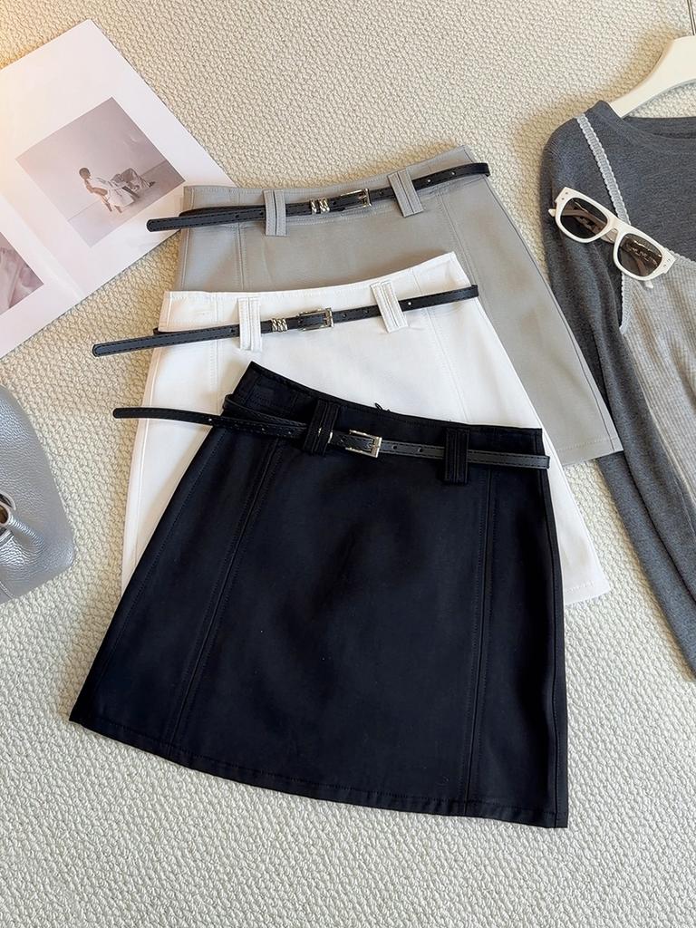 Women's High Waist Pencil Skirt Slim Fit Korean Leisure Mini Skirt Solid Color Zipper Split Skirt