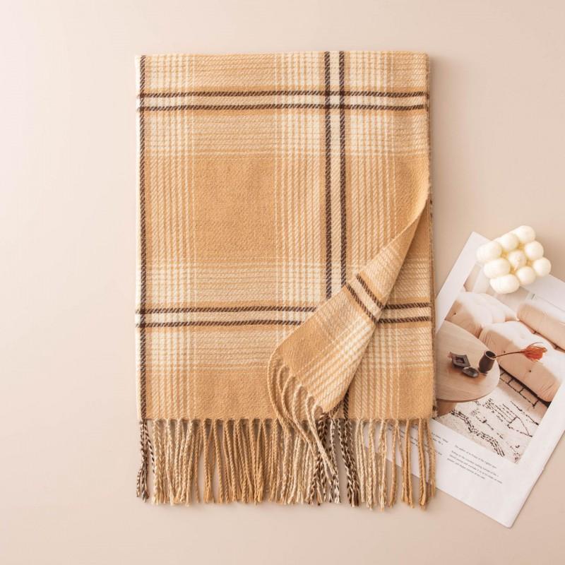Thick Warm Faux Cashmere Plaid Scarf Women Men Winter College Style Long Wrap Shawl Daily Commute
