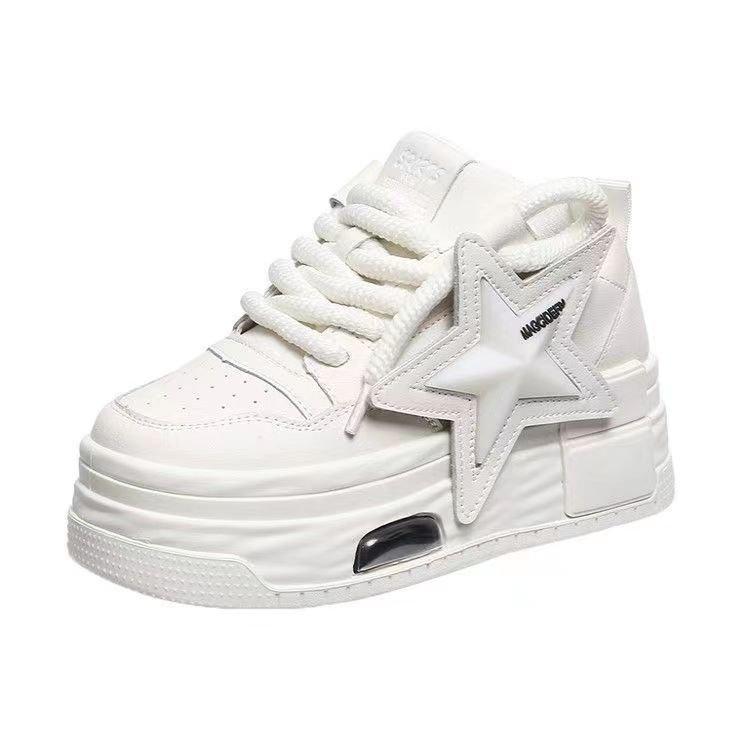 

Маленькі білі туфлі жіночі 2025 новий осінь весна та осінь жіноче взуття універсальна платформа мафін повсякденний спортивний зірка тато 35 білий