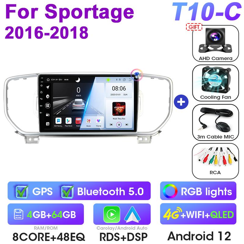 Android 12 Car Radio For KIA Sportage KX5 2016 - 2018 2 Din GPS WIFI Carplay Auto Stereo Intelligent Systems Smart Autoradio