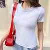 Round Neck Straight Shoulder Short-sleeved T-shirt for Women New Loose Basic Cotton Inner Bottoming Shirt Half-sleeved Top