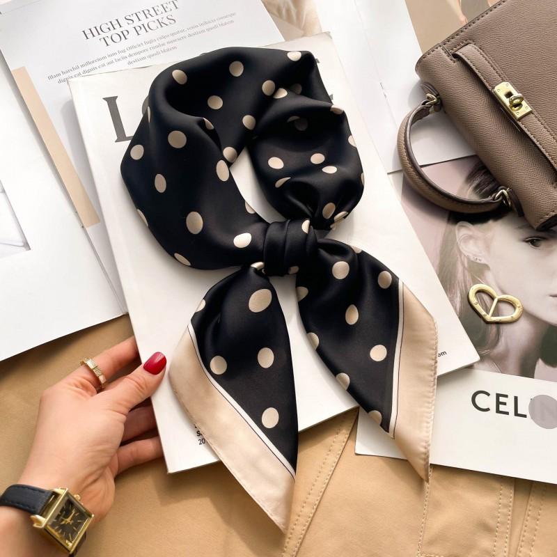Elegant Silk-Like Square Scarf Women Korean Style Print Neck Lightweight 70x70cm Nylon Fashion Accessory
