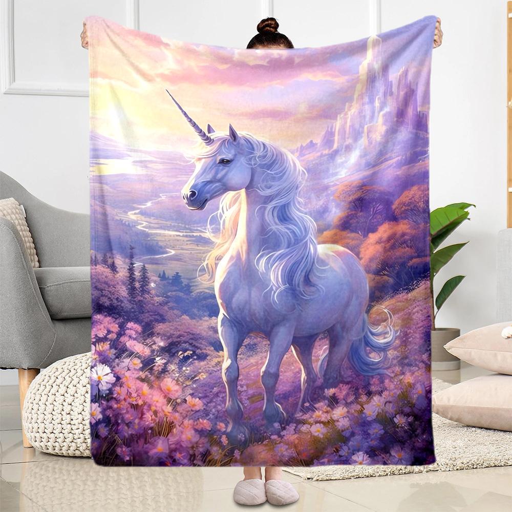Beautiful Unicorn Blanket Durable Comfort Perfect for Seaside Sofa Picnics for All Occasions Stylish Decor Suitable for Gifting Relatives and Friends