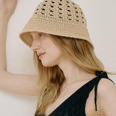MAD FACTORY knit bucket hat - ivory