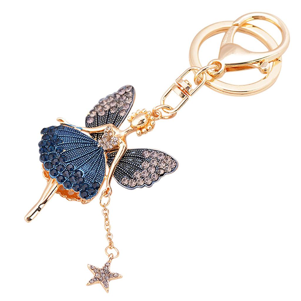 Diamond Studded Ballet Girl Car Keychain Bag Pendant