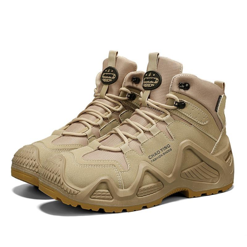 Men's Shoes Leather Surface Waterproof Running Shoes Wild Anti-collision Head Camp Shoes Climbing Mountaineering Rock Climbing
