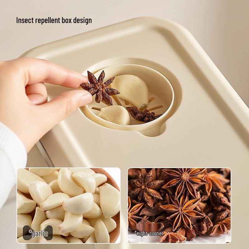 Milky White Rice Storage Container - Moisture & Insect-Proof, Food-Grade Sealed Bucket for Coarse Grains