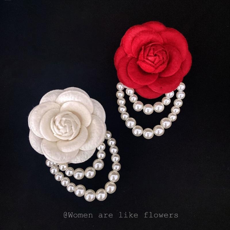 Luxury Brooches for Woman Scarves Buckle Pin Cloth Art Fabric Flower Pearl Brooch Fashion Clothing Jewelry Accessories