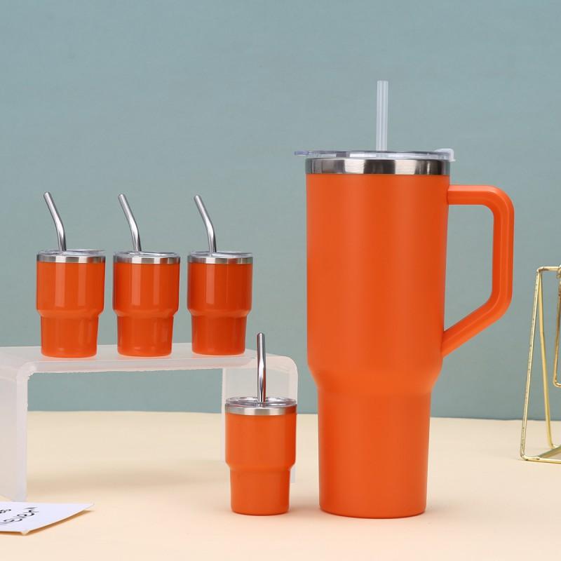40oz Stainless Steel Insulated Tumbler With Handle Straw Lid Large Capacity Travel Cup Car Office Gym