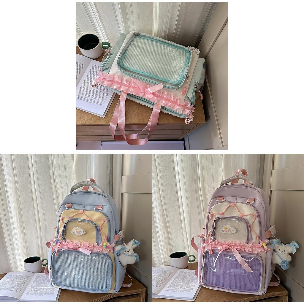 Fresh Sweet Transparent Backpack With Waterresistant Nylon For School Girls