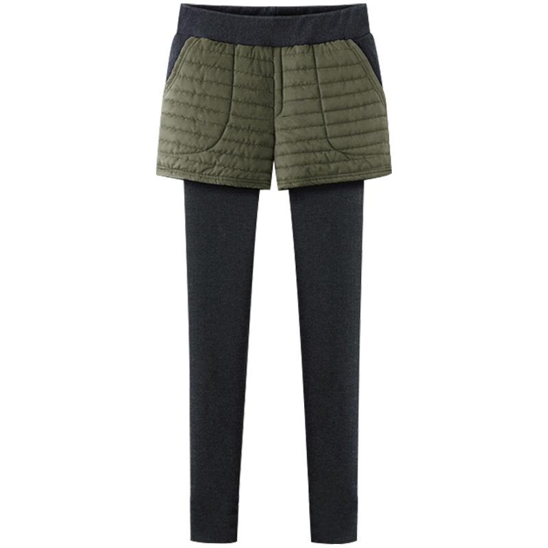 Fake Two-piece Shorts for Winter Wear, Thickened Cotton Pants for Autumn and Winter, Large Size High Waist Warm Pants.
