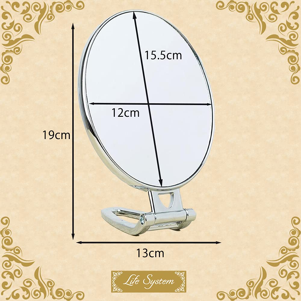 Life System Magnifying Makeup Mirror M004 Mirror, Mirror, Double-Sided (Silver, Oval)