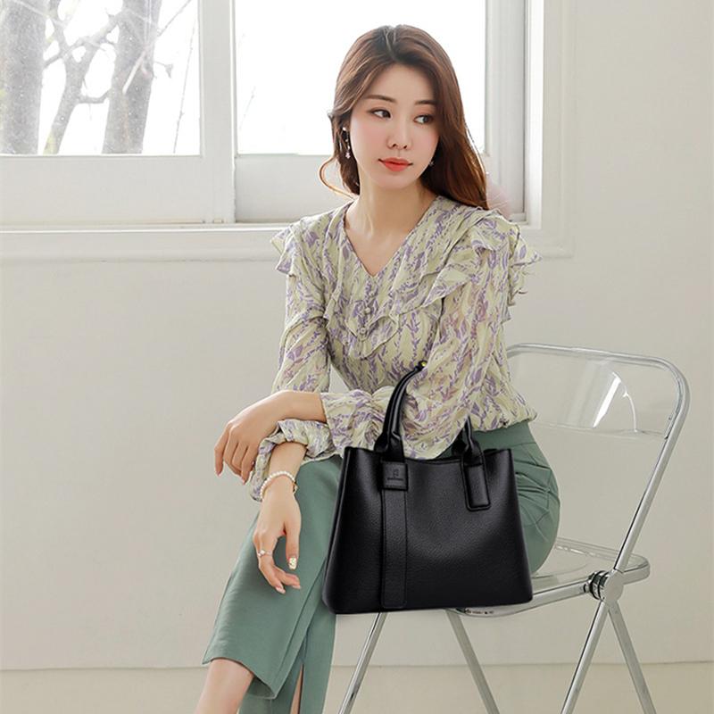 Business-Handtaschen für Damen, Luxus-Designer-Handtasche, reine Farbe, große Kapazität, Schulter-Umhängetaschen, Marken-Tragetasche mit Griff oben