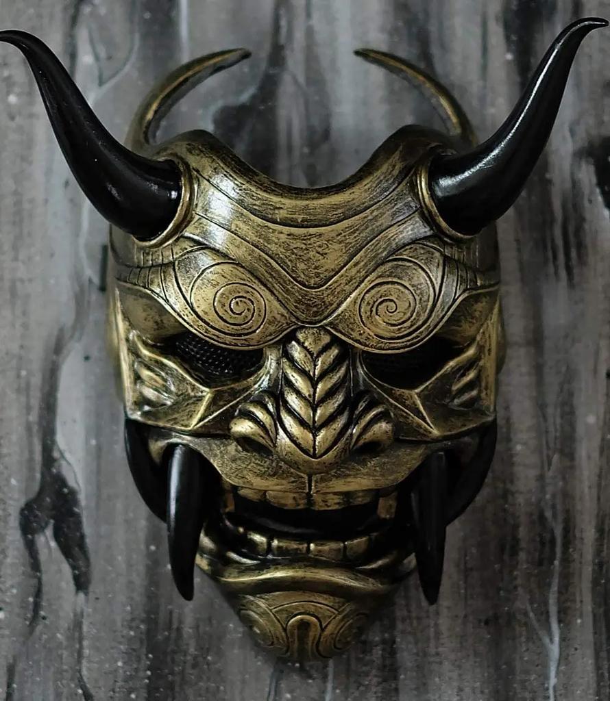 Maschere Facciali di Halloween Unisex per Adulti Giapponesi Hannya Demone Oni Samurai Noh Kabuki Prajna Maschera del Diavolo Maschere in Lattice per Feste