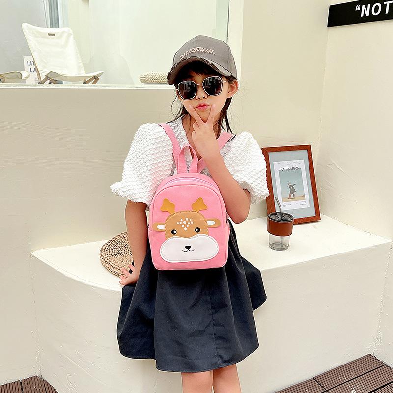 Cartoon kindergarten small schoolbag 3-6 years old boy and girl baby cute backpack fashionable contrasting color canvas children's backpack