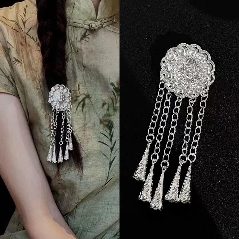 

Элегантные серебряные кисточки заколка для волос ручной работы накладные волосы сплав текстура длинные кисточки аксессуары для волос