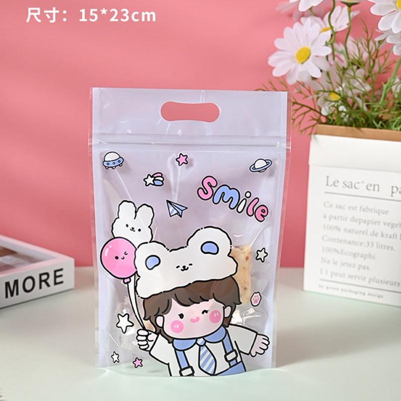 50Pcs Cartoon Animal Plastic Bags Snowflake Crisp Cookies Nougat Portable Ziplock Self Sealing Party Gift Packaging