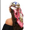 Scarves 90*90Cm Women Print Twil Hair Neck Square Silk Scarf Office Lady Shawl Bandana 90X90Cm Muslim Hijab Handkerchief Korean