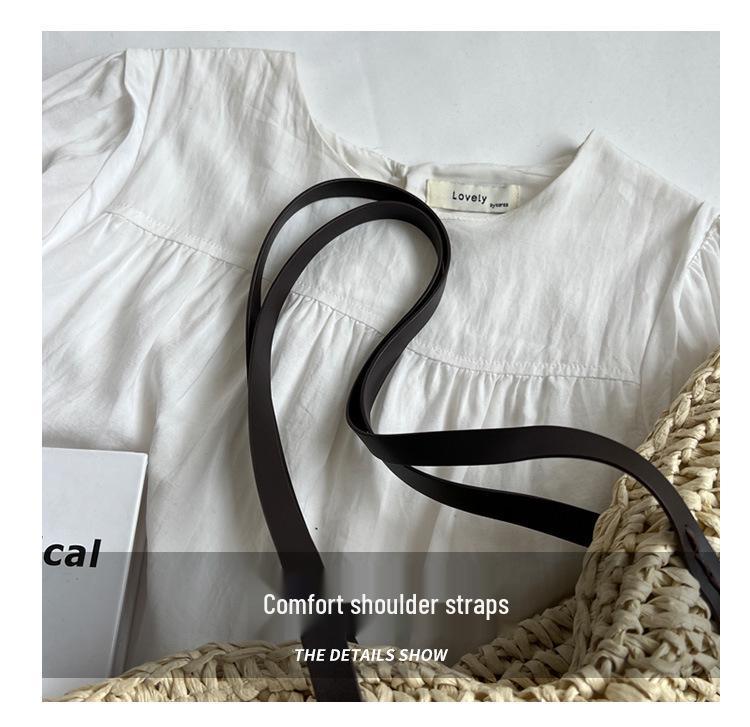 2023 Women's High-Capacity Textured Straw Tote: Versatile Single-Shoulder Woven Bag for Spring & Summer