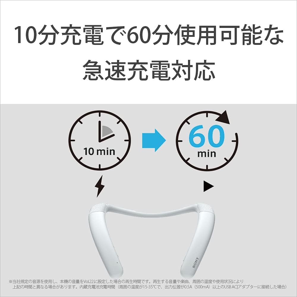 Sony Wireless Neckband Speaker SRS-NB10: Neck-worn style / Equipped with two high-performance microphones for teleworking / Lightweight for comfortabl