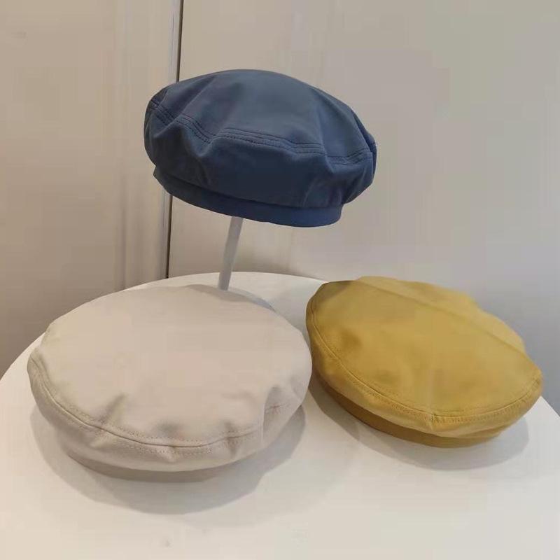 Summer Simple Fashion Beret Solid Color Versatile Octagonal Hat Korean Style Student Painter Hat Fashion Hat