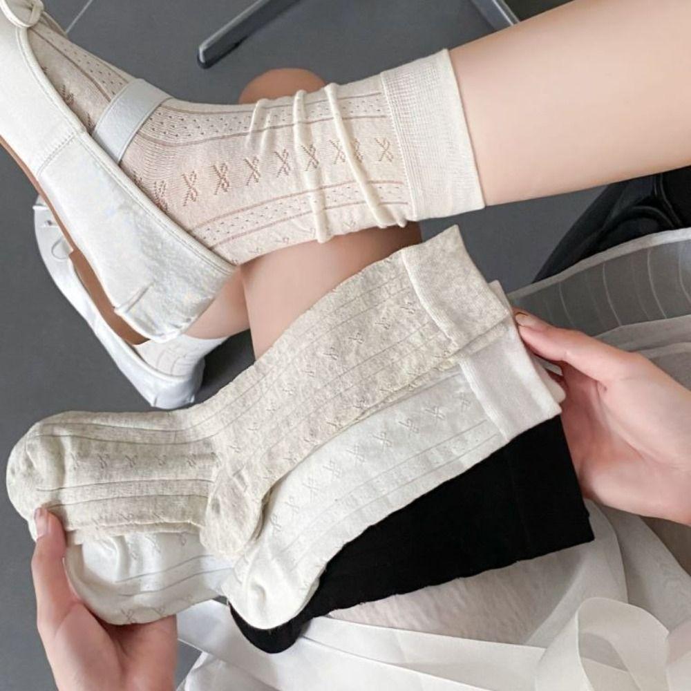

Stripe Bowknot Short Socks Thin Summer Balletcore Socks Kawaii Tube Socks for Women Streetwear белый