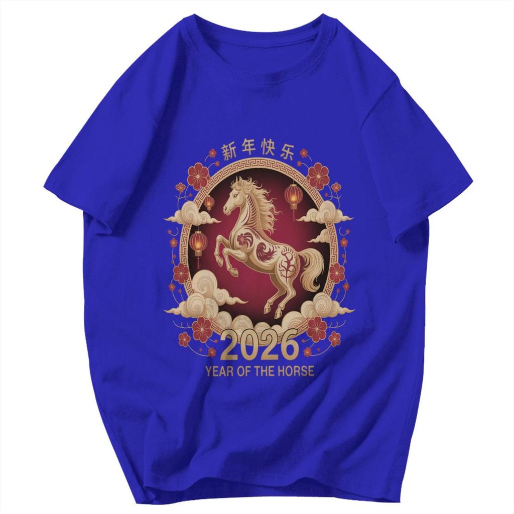 Herren T-Shirt 2026 Feuerpferd Chinesisches Neujahr Pferd Vintage Idee Y2K Grafik-T-Shirts Unisex Oberteile T-Shirts