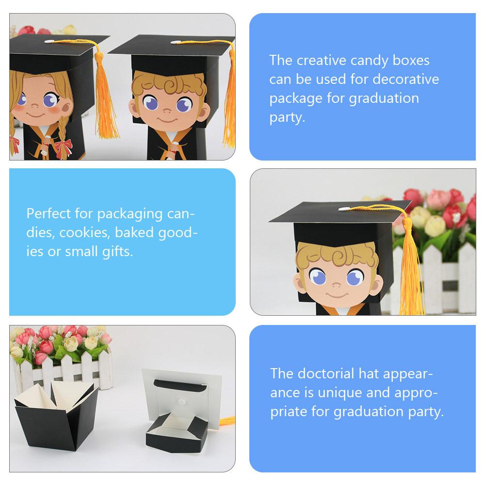 20 Pcs Graduation Candy Box Party Favor Containers Boxes Paper Case for Banquet Cases Small Gift Cap Candies