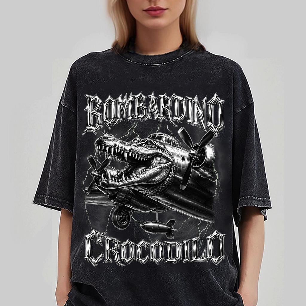 Bombardino Crocodilo Italian Brainrot Meme Long Sleeve T-Shirt